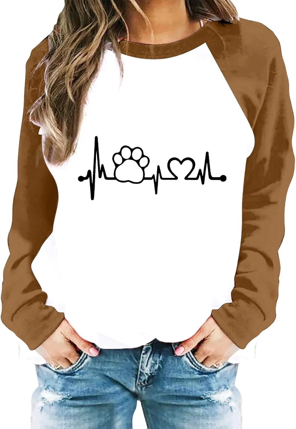 Блуза женская с цветным принтом Casual Fashion Sweatshirt Top, черный — фото 4