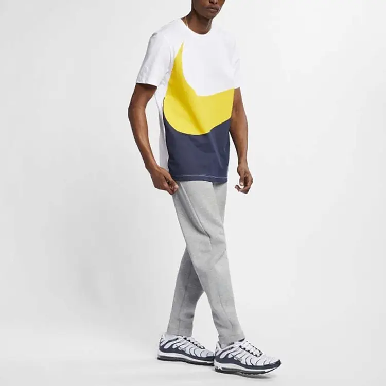 Футболка мужская белая, желтая и синяя, цветные блоки Nike, желтый — фото 2