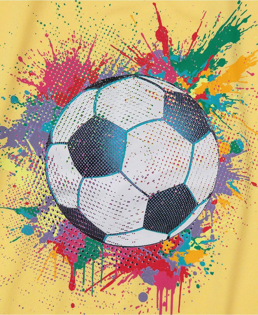 Детская спортивная футболка из трикотажа Lands' End, soccer ball/желтый — фото 2