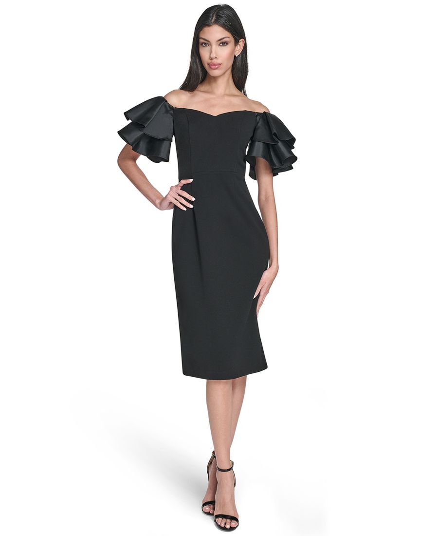 

Женское платье без бретелей с пышными рукавами Eliza J, BLACK