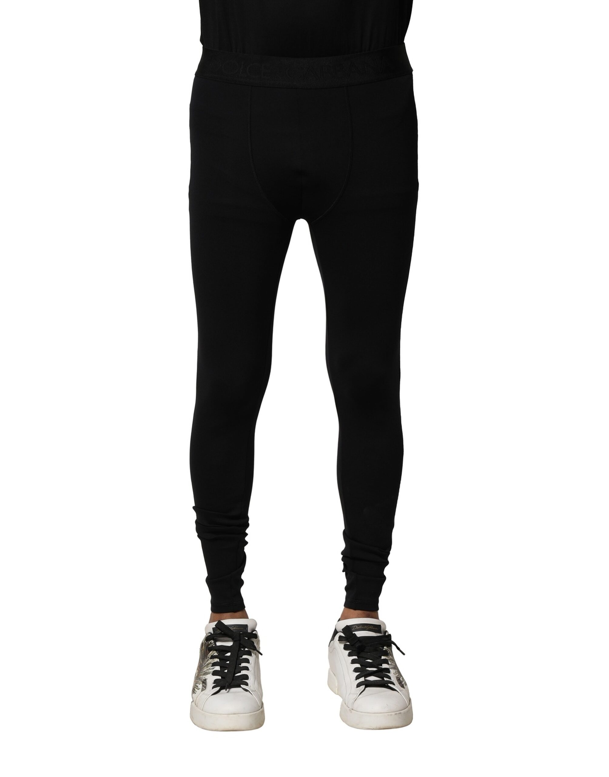 

Джинсы Black Nylon Elastic Logo Men Leggings Pants Dolce & Gabbana, черный