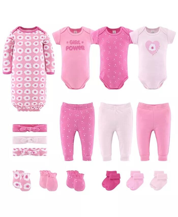 

Подарочный набор Baby Girls Layette для новорожденных девочек, довольно розовый, 16 основных предметов The Peanutshell, розовый