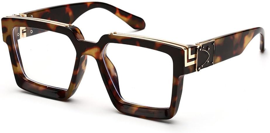 

Модные классические роскошные солнцезащитные очки большого квадратного размера для женщин и мужчин, солнцезащитные очки-щитки в крупной оправе для женщин с защитой от УФ-излучения UV400 HYYZZC, Leopard Clear