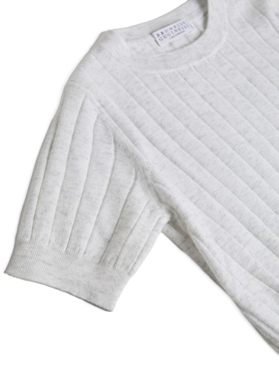 Детская трикотажная футболка Brunello Cucinelli Brunello Cucinelli Kids, белый — фото 3