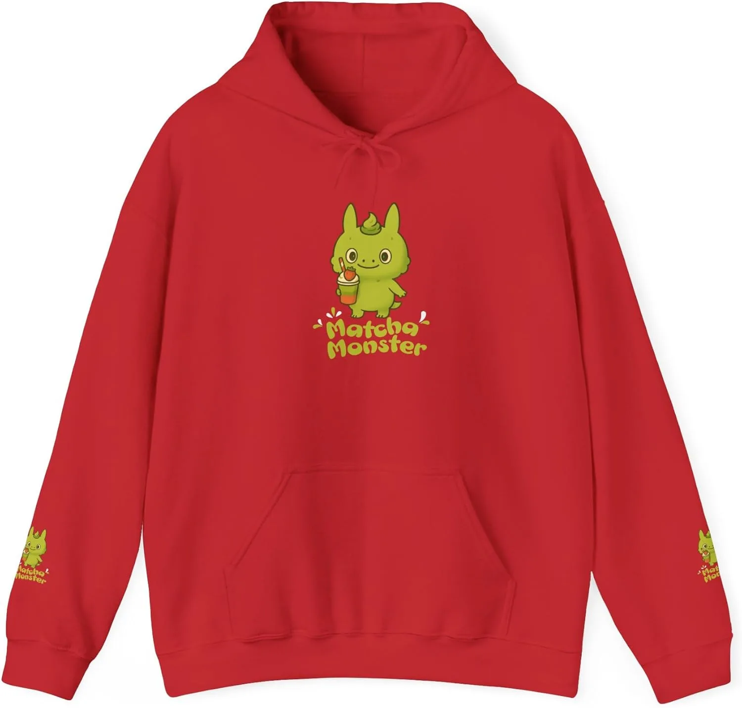 Playful Matcha Monster Hoodie, Green Tea Lover Gift
