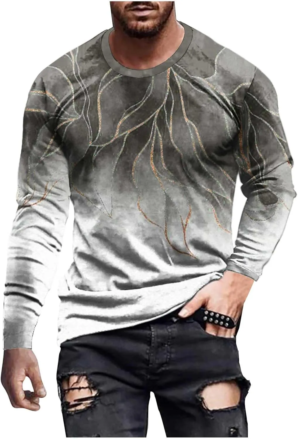 

Футболка мужская с 3D принтом, Long Sleeve, Plus Size Zeiyignr