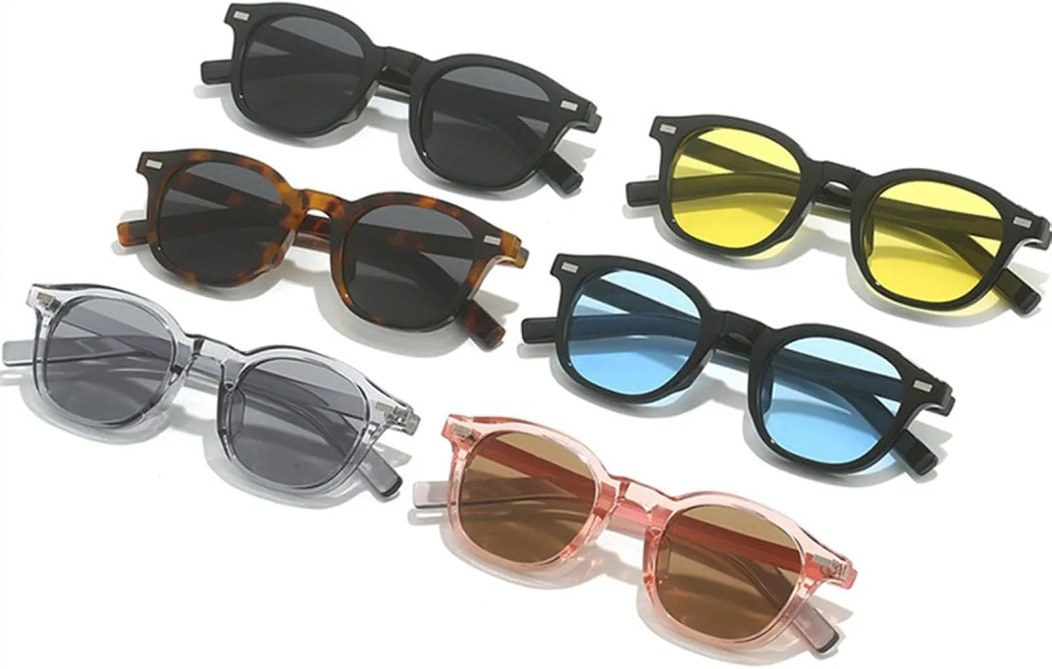 

Винтажные панк-солнцезащитные очки для женщин, модные солнцезащитные очки UV400 для мужчин, овальные солнцезащитные очки с заклепками TOIPASTN, Black Yellow