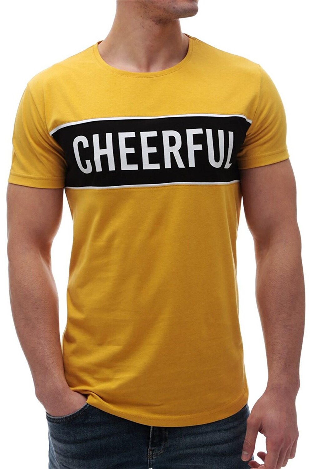 

Желтая футболка Printed Crew Neck 2881 MADMEXT, Желтый, Желтая футболка Printed Crew Neck 2881 MADMEXT