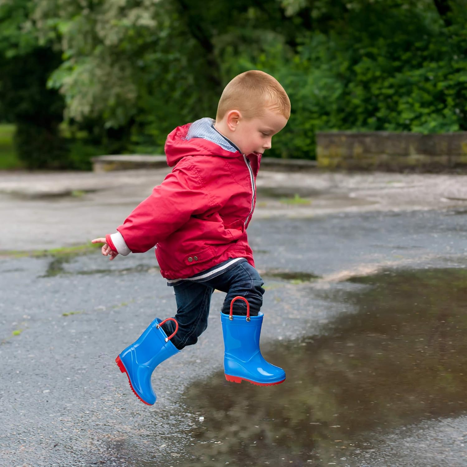 Водонепроницаемые ПВХ сандалии Puddle Play для малышей и детей с ручками для легкого надевания - легкие противоскользящие сапоги для мальчиков и девочек, синий — фото 3