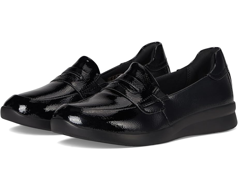 Лоферы Clarks Ellowyn Penny, цвет Black Crinkle Patent Synthetic