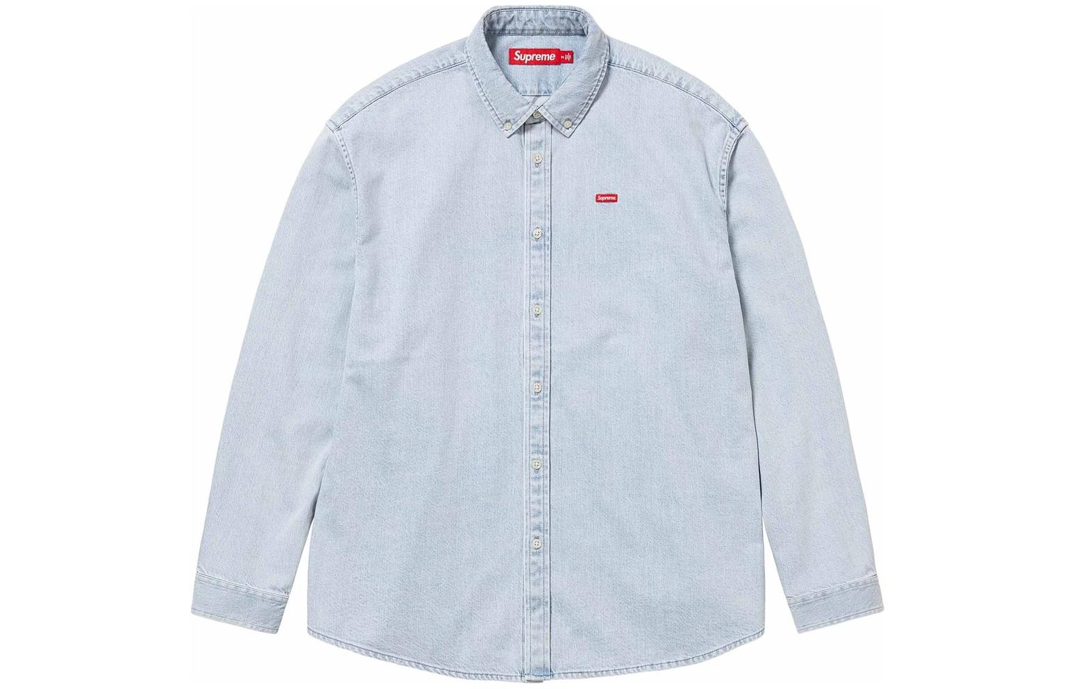 Small Box джинсовая рубашка Supreme, washed черный/washed черный — фото 3