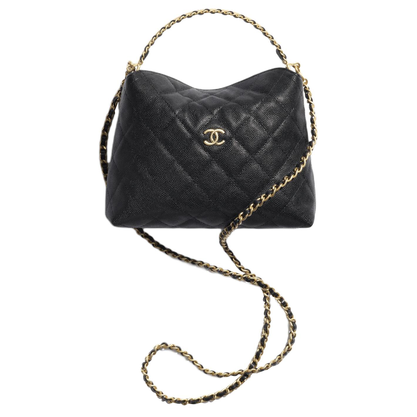 

CHANEL Сумка через плечо из блестящей телячьей кожи с тиснением, женская, черная