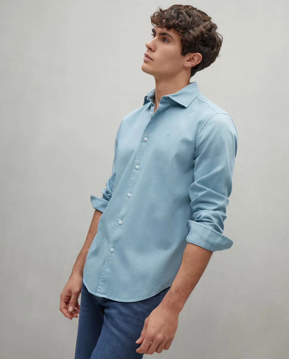 

Мужская рубашка с длинными рукавами, окрашенная в готовом виде Easy Wear, светло-голубой