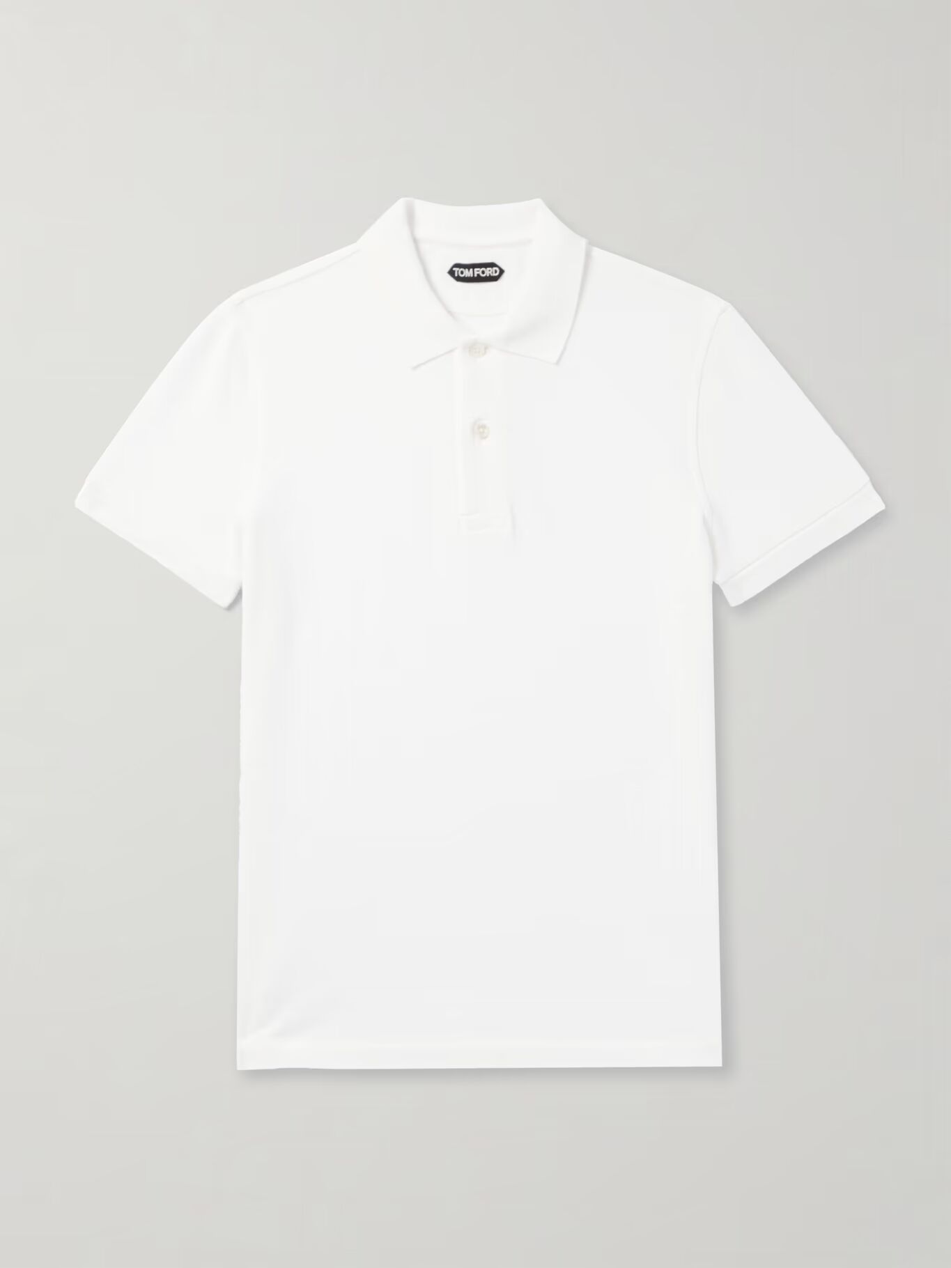 

Рубашка-поло Slim-Fit из хлопка-пике, окрашенная в готовом виде TOM FORD, белый