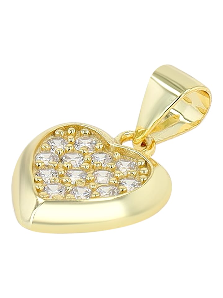 

Adeliás Женский кулон - Сердце. Кулон в форме сердца из серебра 925 пробы с кубическим цирконием в золотой оправе
