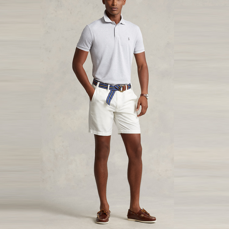 Polo Ralph Lauren Мужская поло светло-серого цвета — фото 4