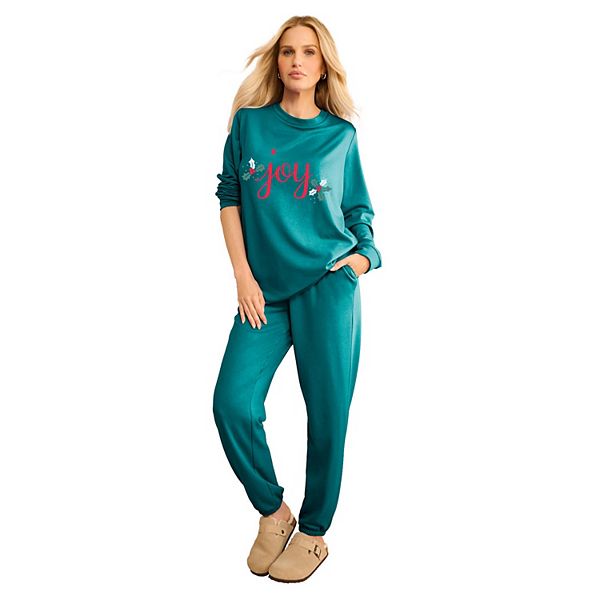 

Женский флисовый свитшот с принтом Comfort+ plus size Roaman'S, Tropical Teal Joy