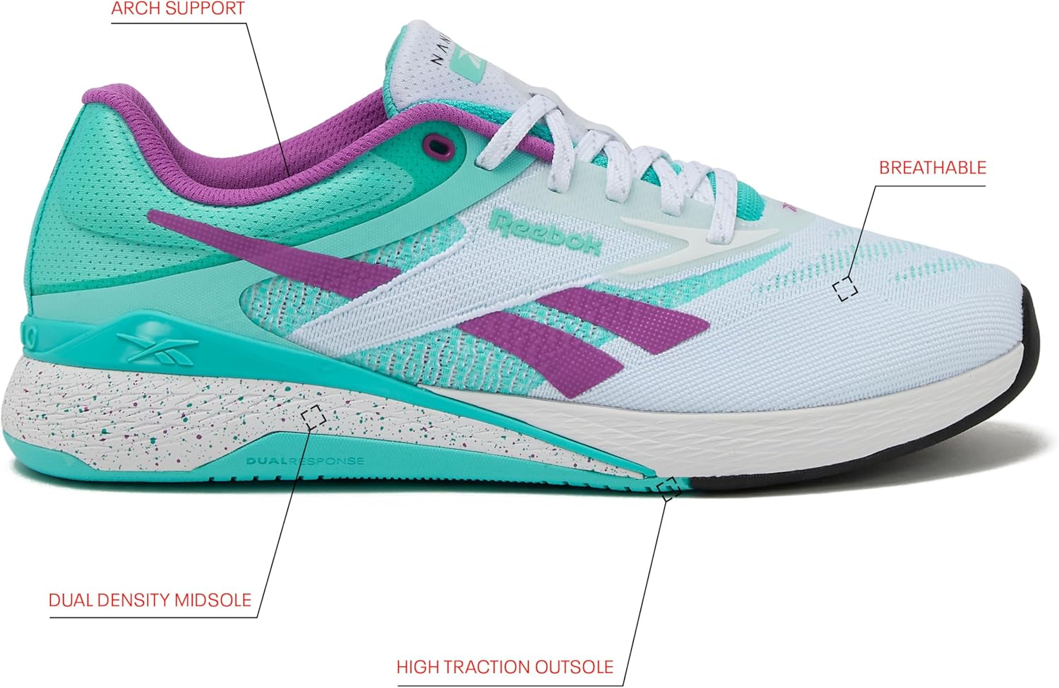 Мужские кроссовки Reebok Nano X5, для кросс-тренинга и легкого бега, белый — фото 2