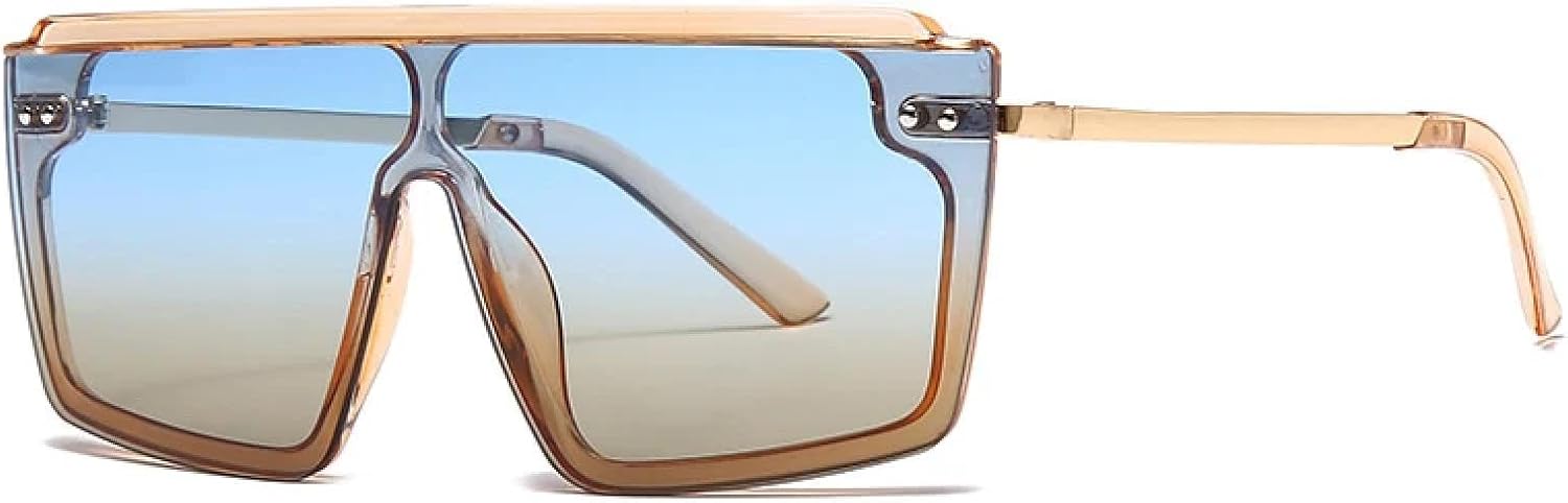 

Винтажные роскошные модные солнцезащитные очки большого размера для женщин и мужчин, стильные очки в крупной оправе с плоским верхом, защита от УФ-излучения UV400 TKKTLLT, C2