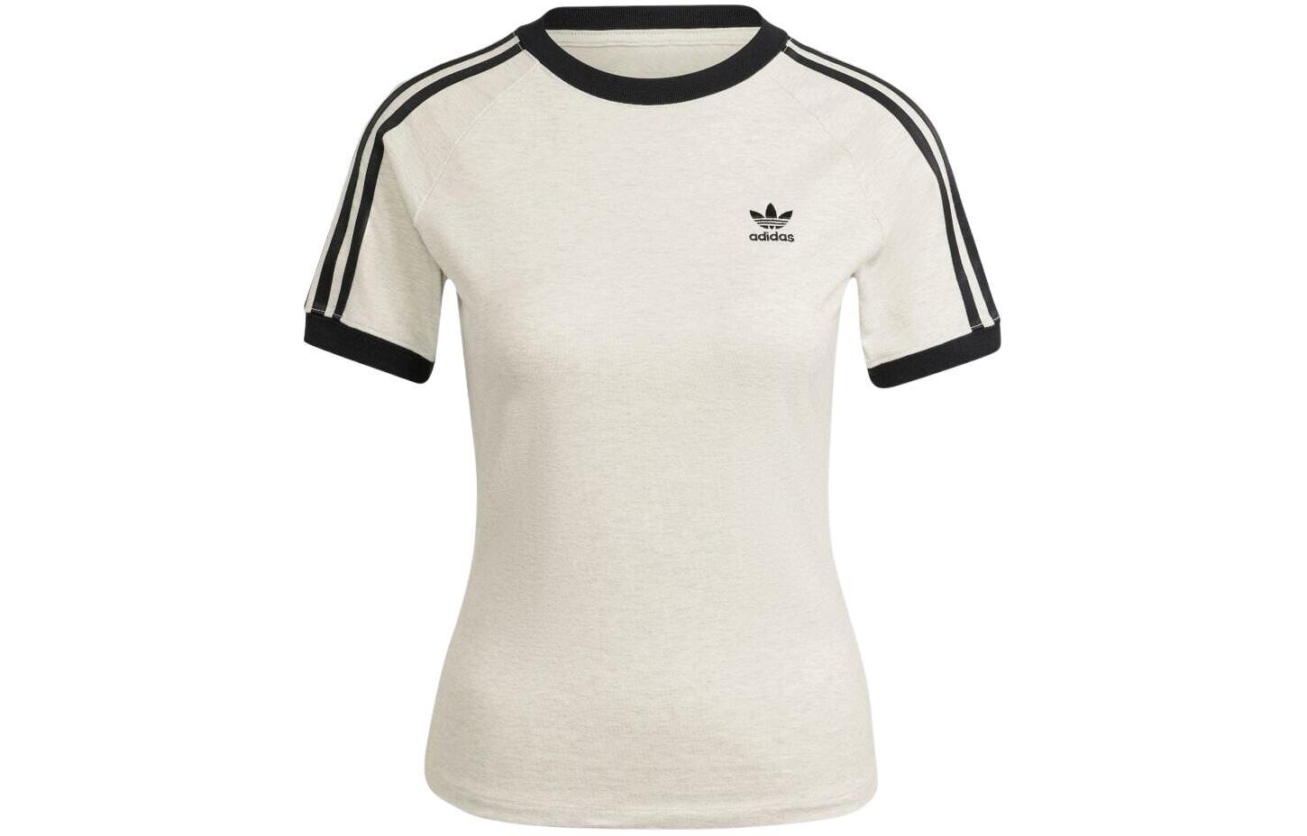 

3-полосатая тонкая футболка реглан белая Adidas Originals