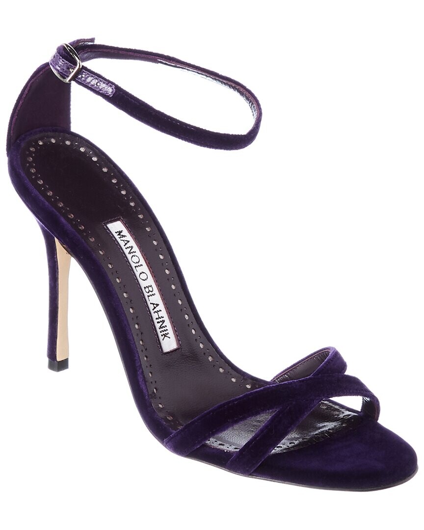 Бархатные сандалии Manolo Blahnik Paloma 105, фиолетовый — фото 4