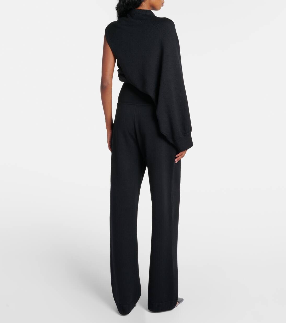 Прямые брюки из смесовой шерсти с высокой посадкой Alaïa, цвет noir alaia — фото 3
