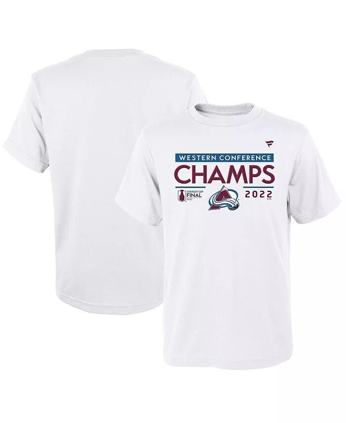 

Белая футболка Big Boys and Girls Colorado Avalanche 2022 Western Conference Champions в раздевалке Fanatics, белый