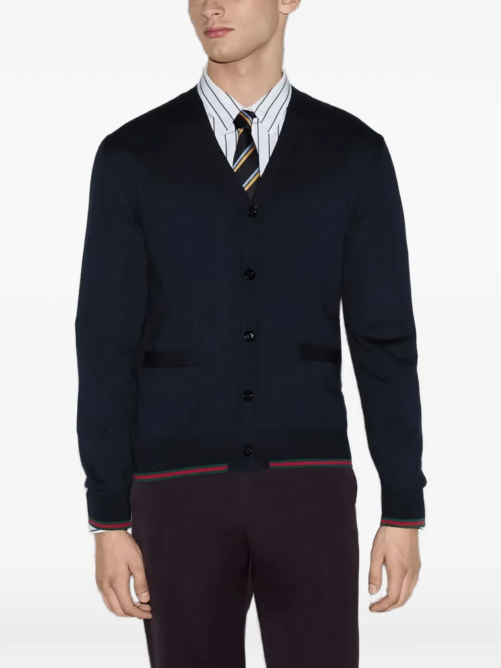 Кардиган Gucci V-образный вырез, длинные рукава, синий — фото 3