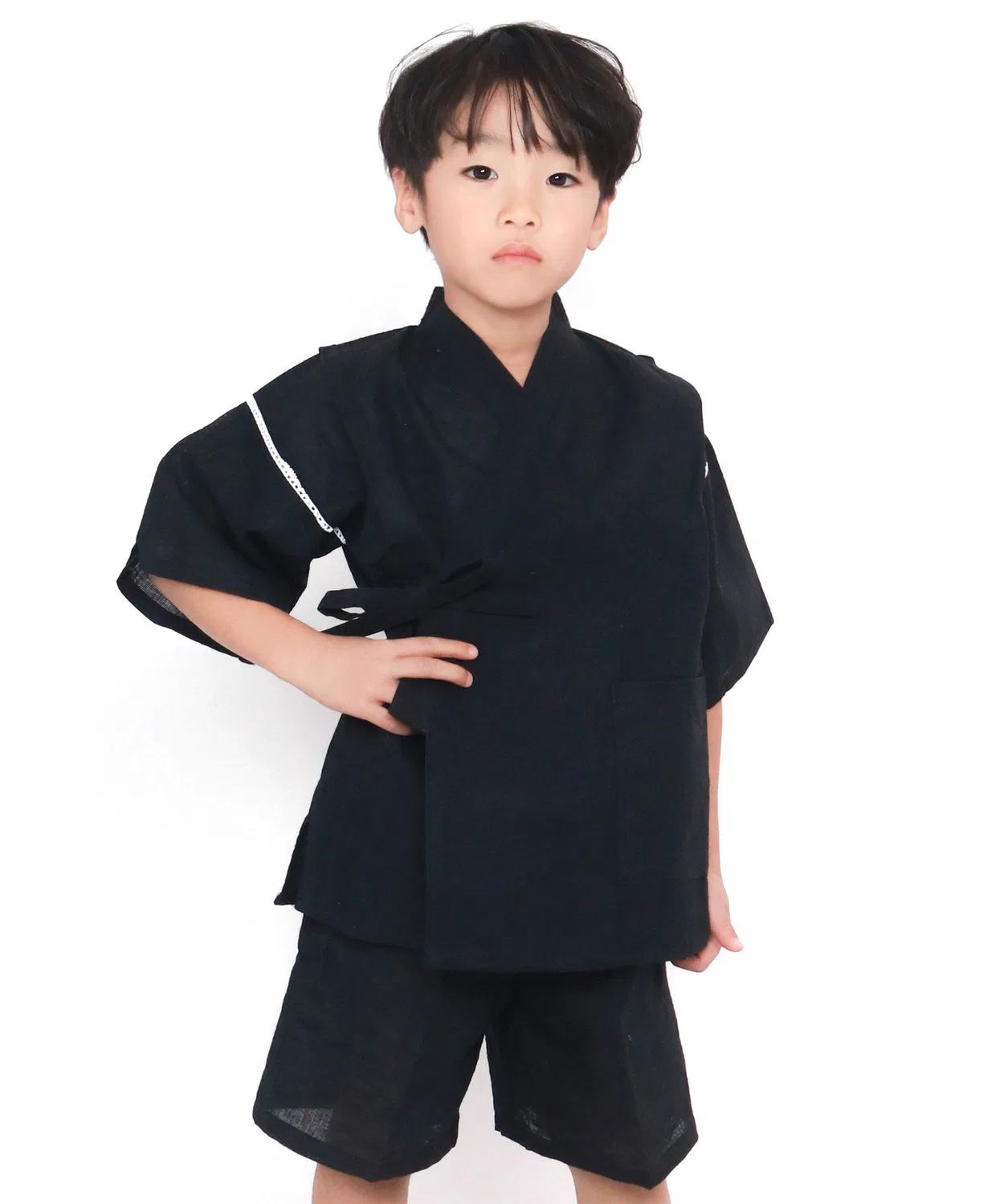 Детское кимоно Jinbei из хлопка сидзюра, чёрный