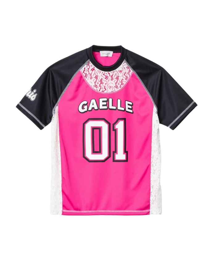 

Футболка оверсайз с кружевной отделкой цвета фуксии. Gaã«Lle Paris, розовый