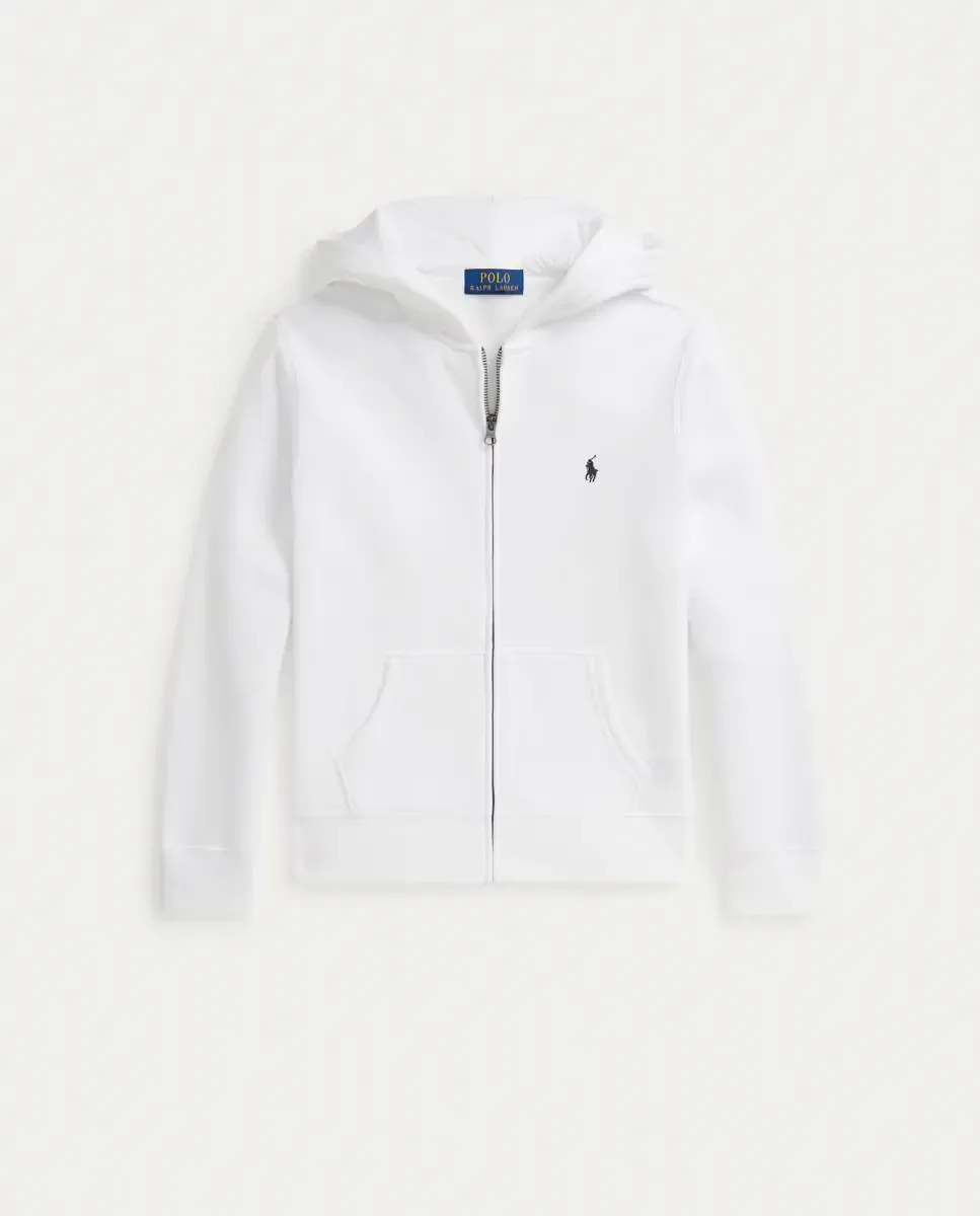 Унисекс толстовка с капюшоном из флиса на молнии Polo Ralph Lauren, белый — фото 4