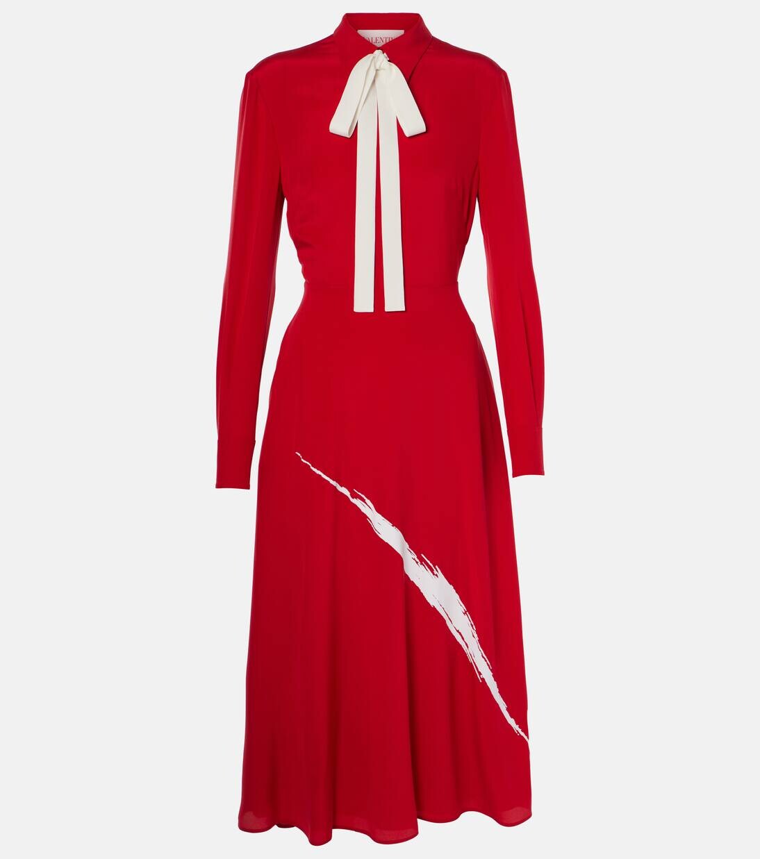 

Платье миди из крепдешина Valentino, цвет rosso/avorio