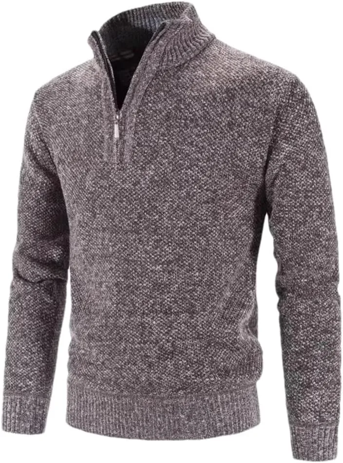 

Мужской утепленный свитер с молнией и стойкой