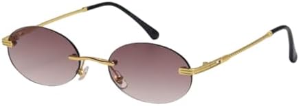 

Овальные солнцезащитные очки без оправы для женщин, винтажные стильные зеркальные очки, мужские солнцезащитные очки для женщин, очки с защитой от УФ-излучения UV400 MTZJH, C3