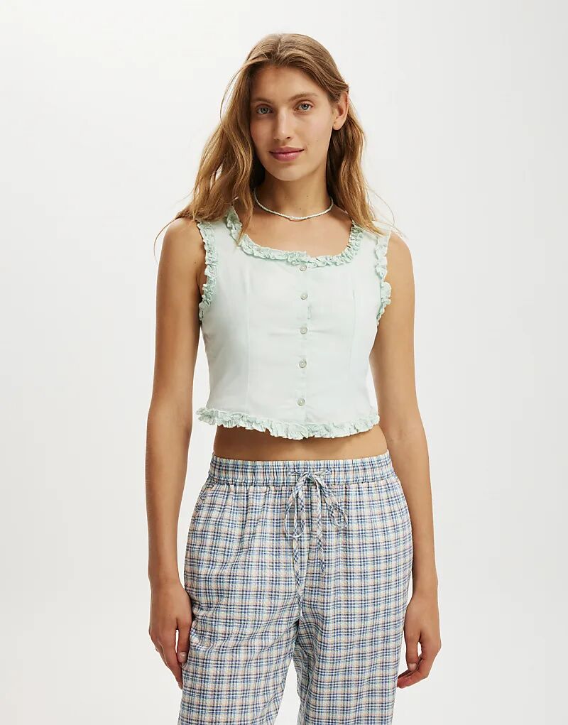 

Топ Cotton On Emily с оборками зеленого цвета Cotton On