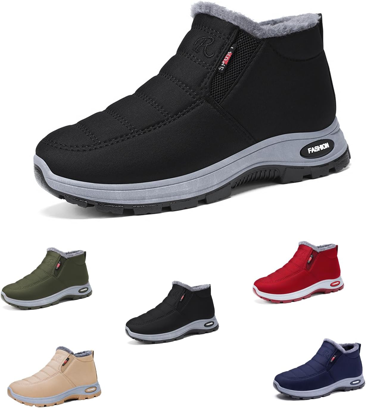 

Мужские зимние снежные ботинки с утеплителем из овчины, наружные водонепроницаемые ботинки для походов с ортопедической подкладкой, теплые мягкие ботинки для походов на улице Generic, черный