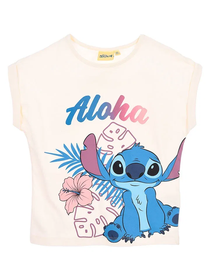 Футболка с принтом Lilo & Stitch, кремовый