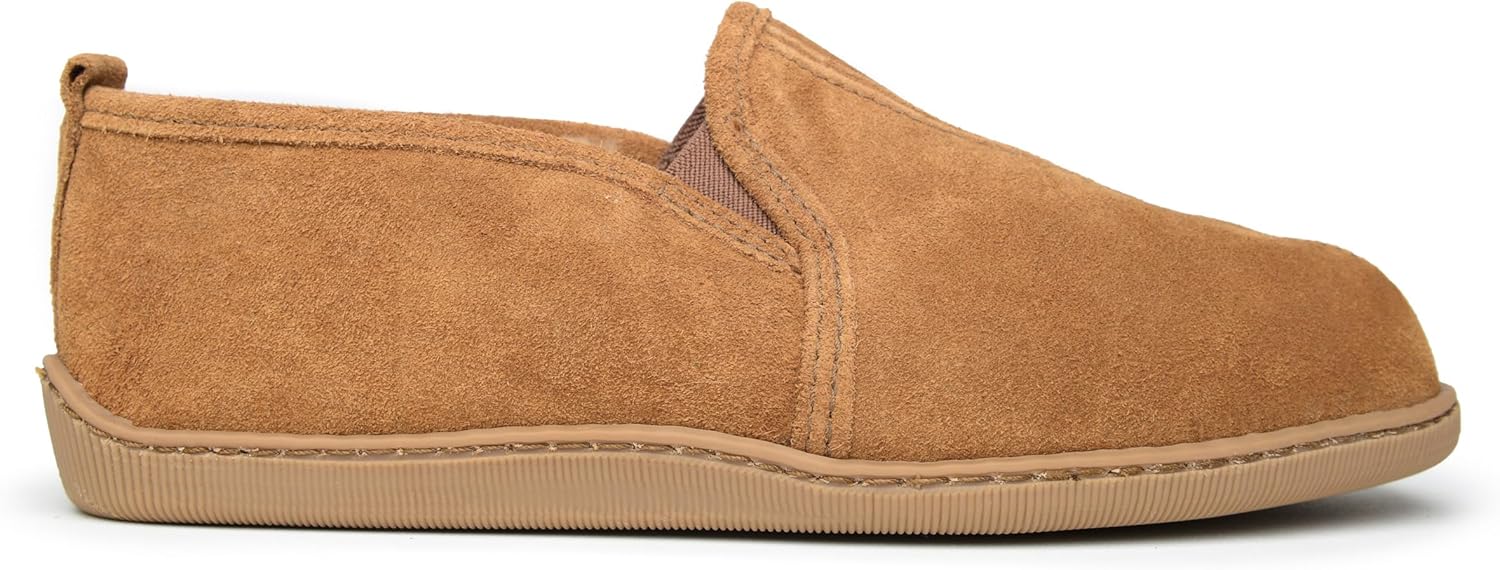 Мужские тапочки Minnetonka с двумя клиньями из овчины, Tan — фото 2