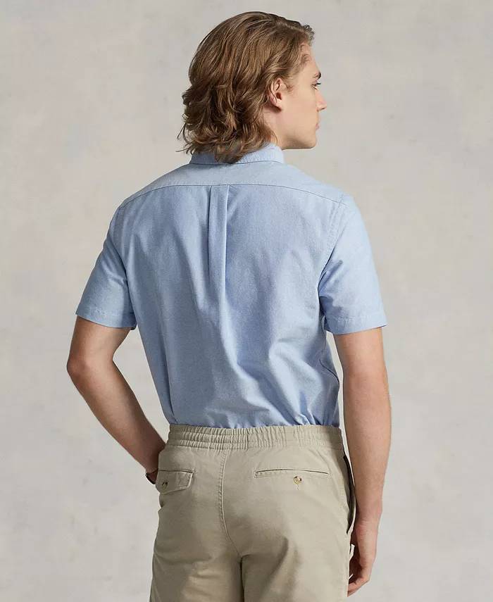 Мужская классическая короткорукавная рубашка Oxford Polo Ralph Lauren, синий — фото 2