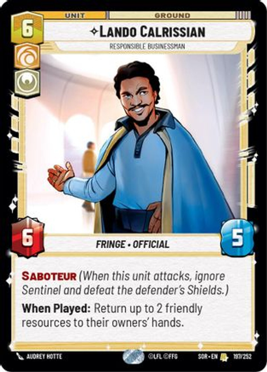 

Карточная игра Lando Calrissian - Responsible Businessman (197/252) - Spark of Rebellion