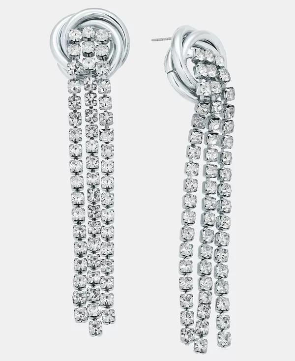 

Крупные серьги с кристальными кисточками, эксклюзивно в Macy's I.N.C. International Concepts, rhodium/crystal