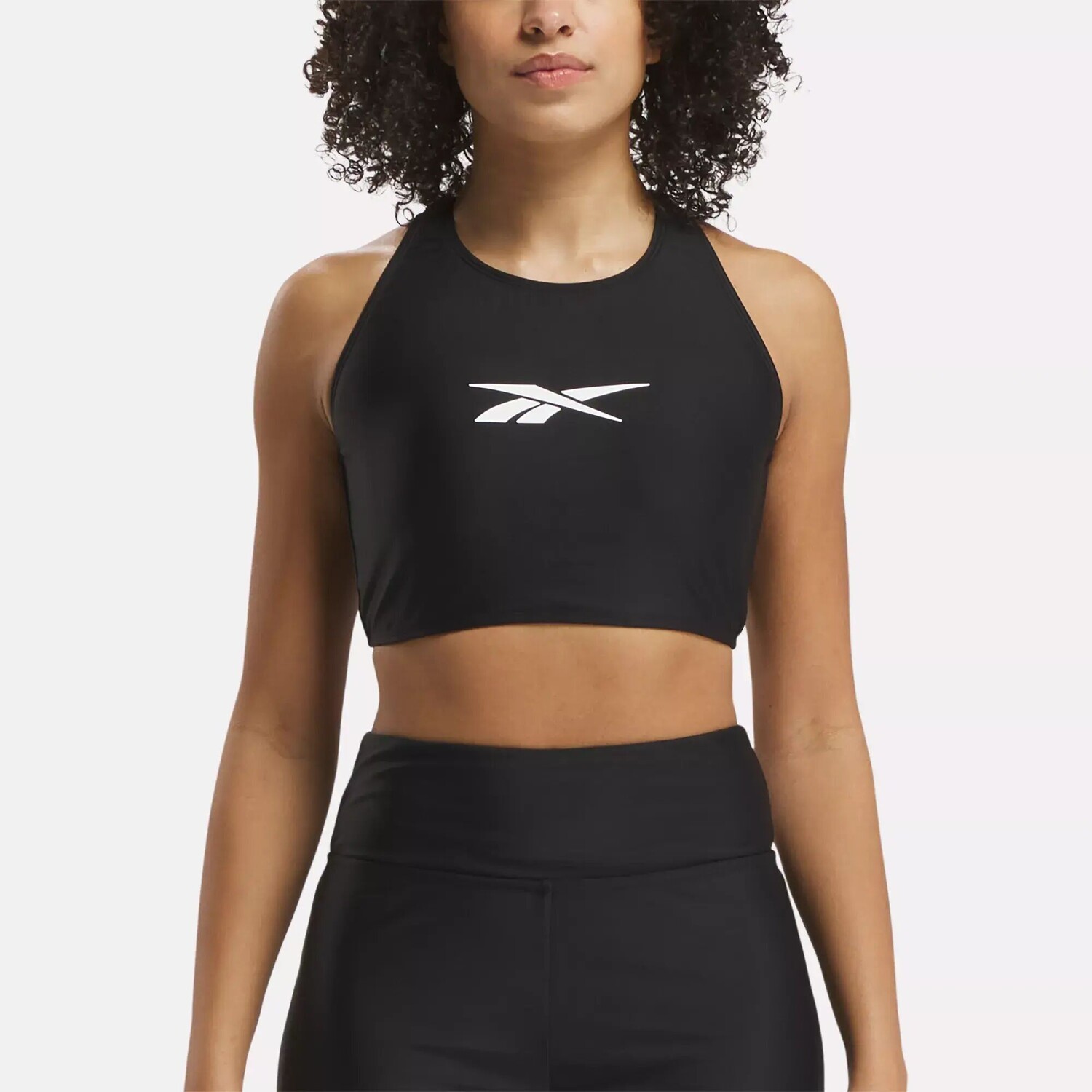 

Топ бикини с высоким воротником Reebok, черный