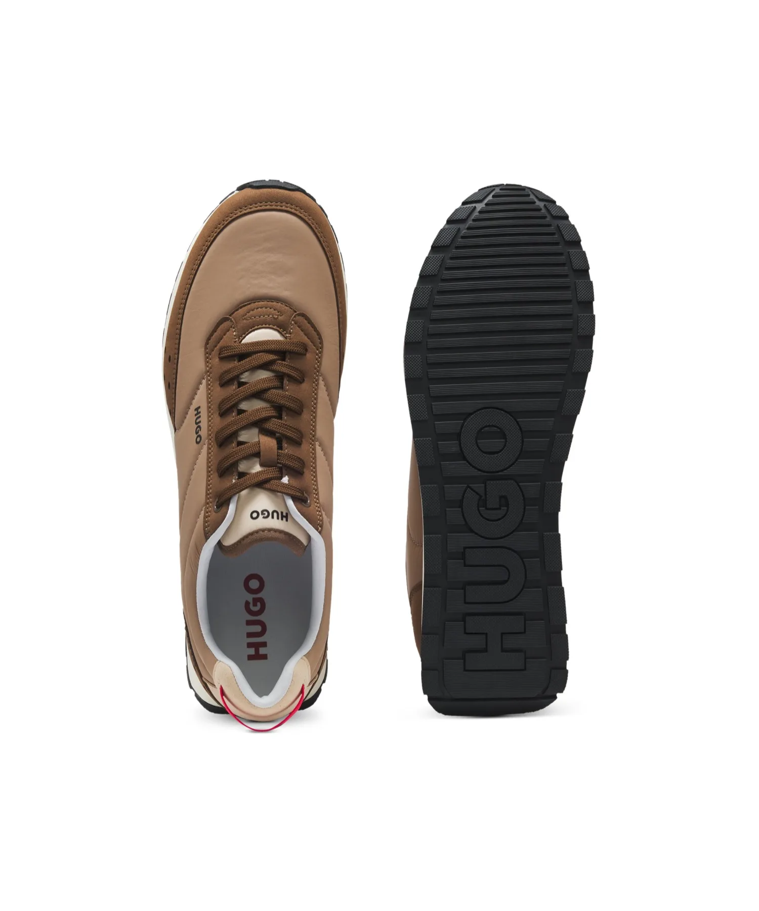 Мужские кроссовки ретро-стиль из искусственного замка HUGO Menswear BROWN — фото 4
