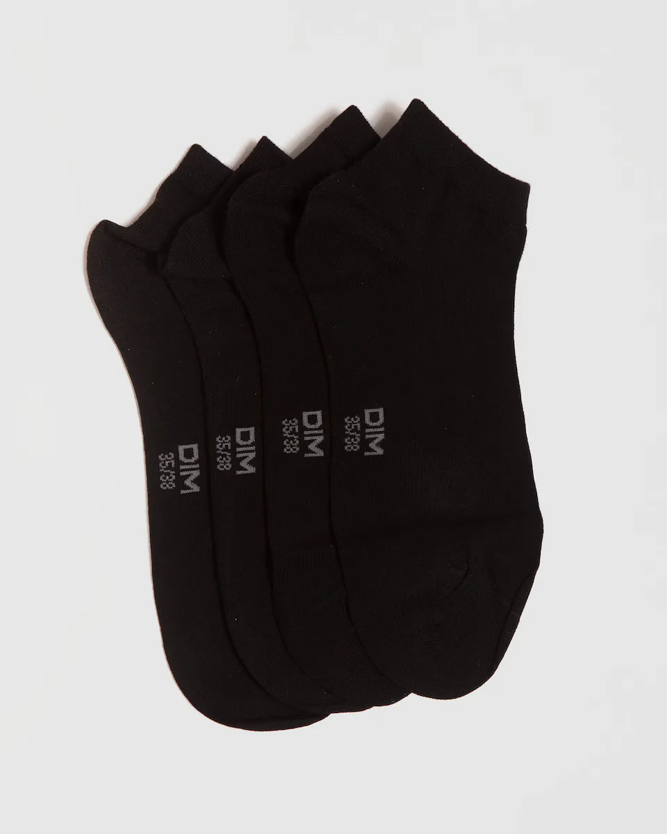 

Комплект из 2 женских невидимых хлопковых носков до щиколотки Dim, черный