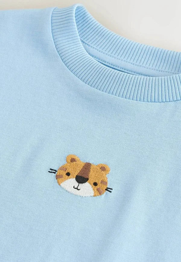 Футболка с коротким рукавом и небольшим графическим принтом Next, Light Blue Tiger — фото 3