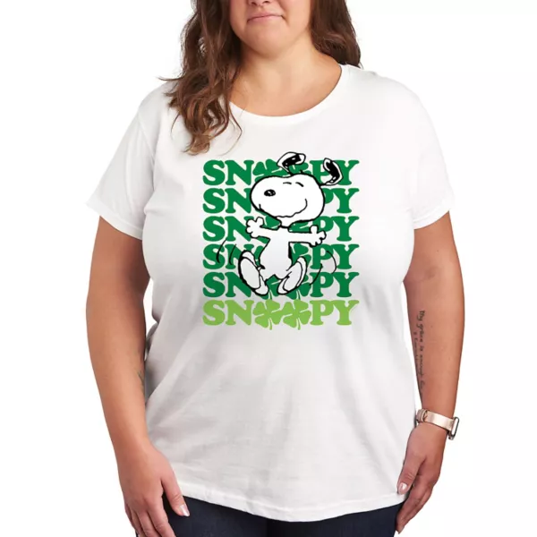 

Плюс футболка с рисунком танца «Peanuts Snoopy Clover» Licensed Character, белый