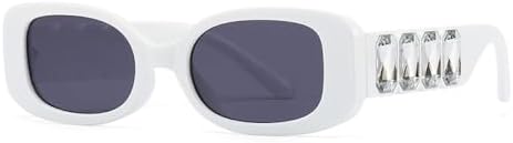 

Солнцезащитные очки прямоугольной формы с бриллиантами для женщин и мужчин, винтажные солнцезащитные очки для женщин, защита от ультрафиолета UV400 MTZJH, C5 White Black