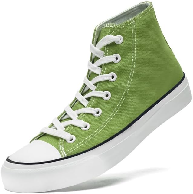 

Высокие кеды из ткани для женщин и мужчин, классические шнурованные тканевые туфли, модные высокие кеды для женщин и мужчин, повседневные теннисные ходовые обувь Xraehni, зеленый