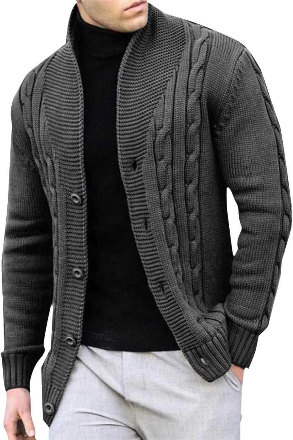 

Кардиган мужской на пуговицах с воротником стойкой AQAYL