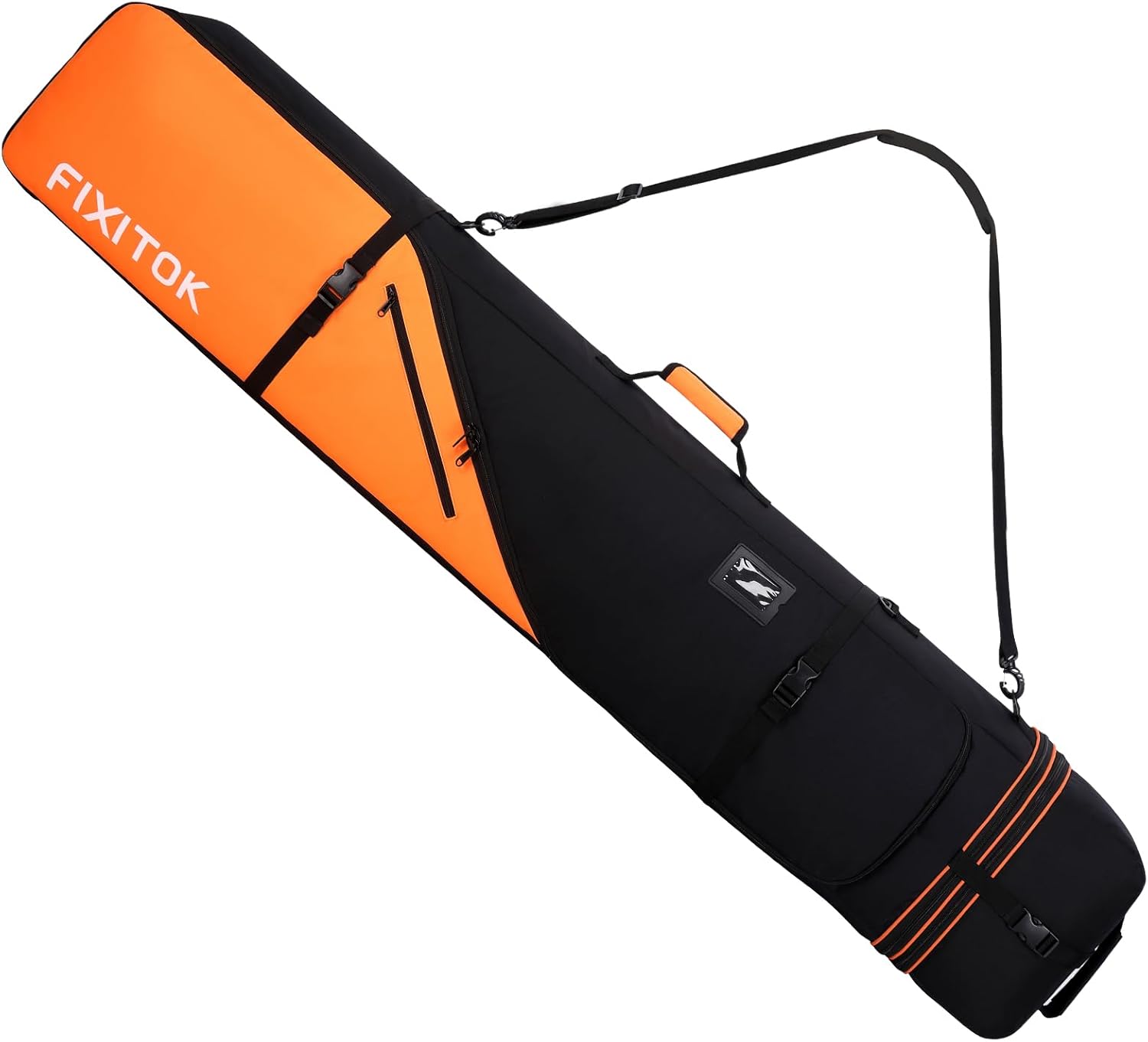

Чехол для сноуборда и лыж для авиаперелетов, водонепроницаемый, полностью мягкий чехол для сноуборда, подходит для доски, ботинок, одежды, шлема и снаряжения, чехол для лыж регулируемой длины (157-181 см) FIXITOK, Orange, Оранжевый, Чехол для сноуборда и 